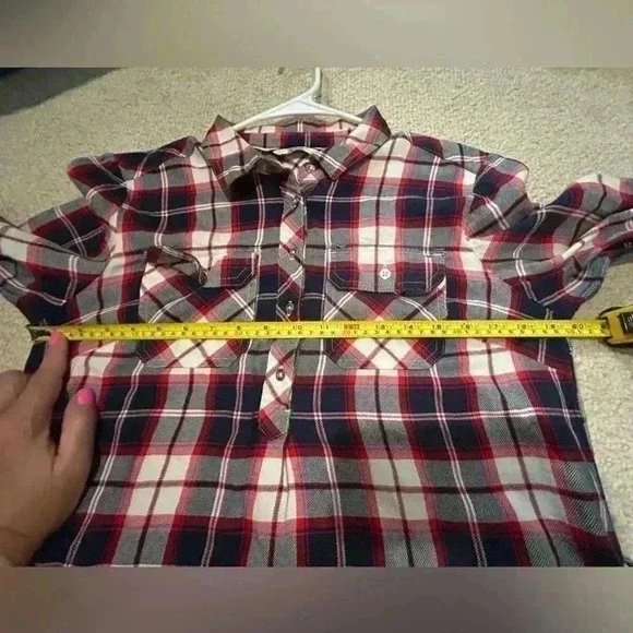 Tommy Hilfiger Denim plaid/flannel like dress Size Medium Blue/Red/White. Belted - Picture 11 of 13